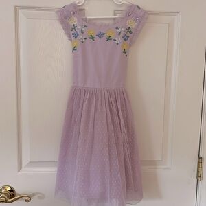 Mini Boden girl’s Cotton Tulle Cross-Back Dress, size 7-8 years